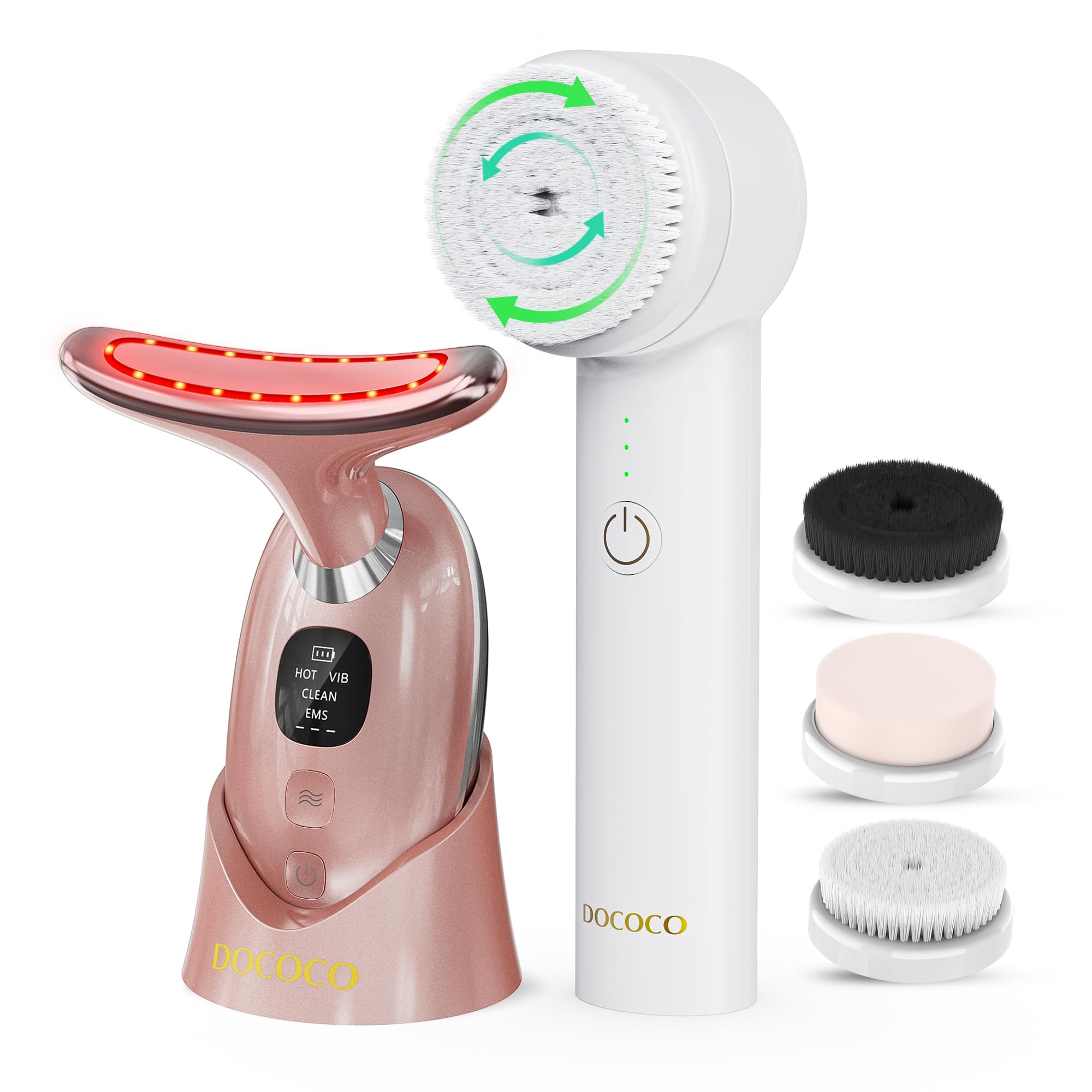 Gesichtsreinigungsbürste mit 2 Drehrichtungen & Gesichtsmassagegerät Gegen Falten EMS Gua Sha Elektrisch