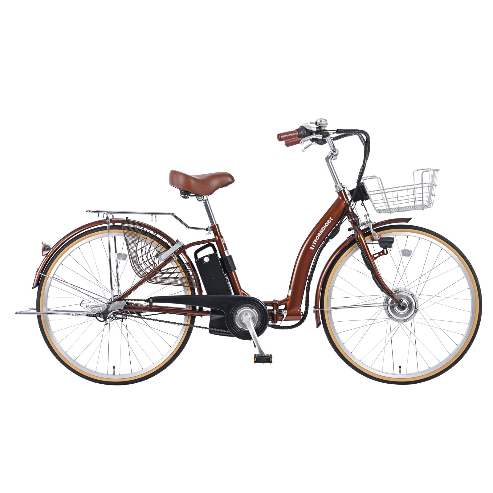 バッテリーと充電器無し電動アシスト自転車26インチブラウン Amazon | 21Technology 自転車 電動アシスト自転車 DA263 チョコ