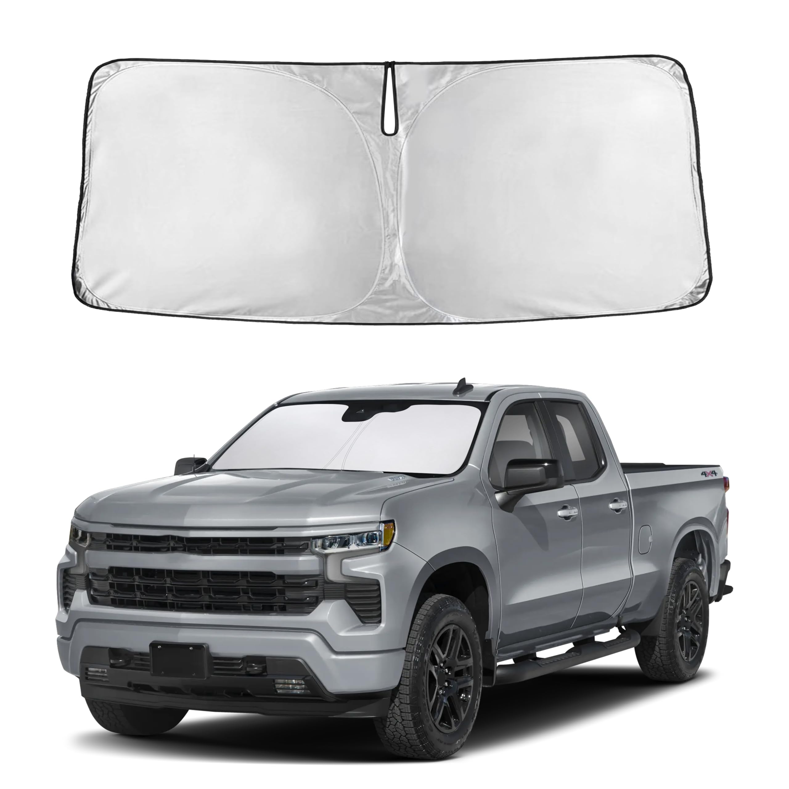 Autovir Windshield Sun Shade Fit for 2019-2024 2025 2026 Chevrolet Silverado 1500 Sunshade, Front Car Window Shades Sun Visor, Blocks UV Rays & Heat, Car Accessories Fit for Chevrolet Silverado 1500 2019-2026