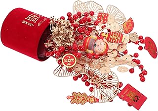 CAXUSD 中国旧正月デスクトップ盆栽飾りセット 春節DIY材料キット 中型ベルベットバケツと吊り下げカード付 新年の盆栽装飾 春祭りテーブ