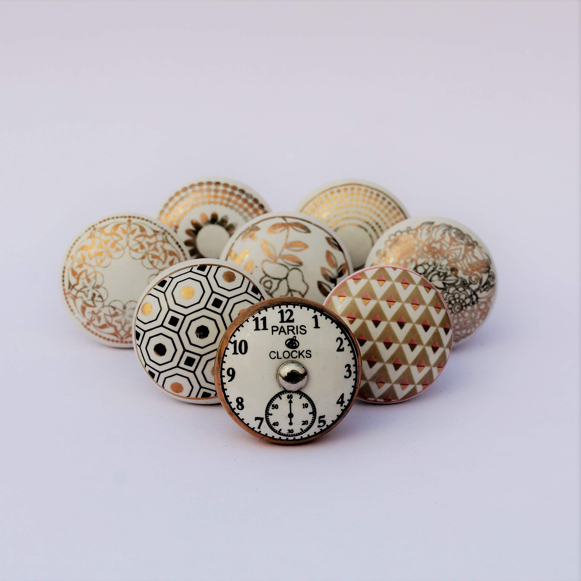Ceramic Knobs Assorted Gold Mix Design Door Handle for Kitchen Cabinets Wardrobe - Set of 8 Knobs (B08LBSHL8S) Amazon Price History, Amazon Price Tracker