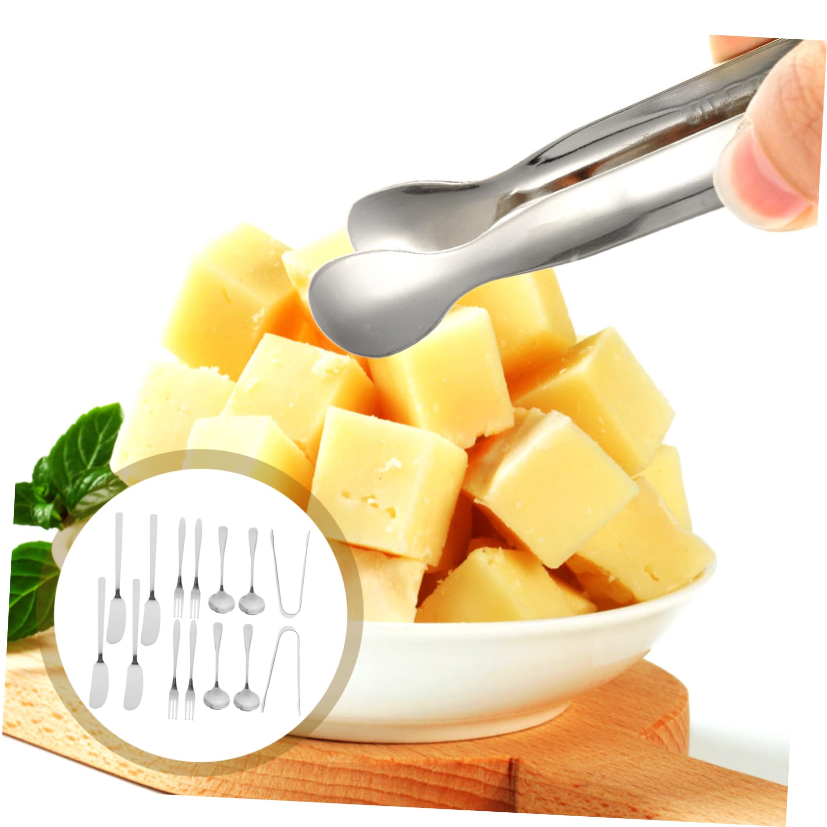 OFFSCH Set of Cheese Butter Knife Slicer Fork Spoon Tong for Charcuterie Boards