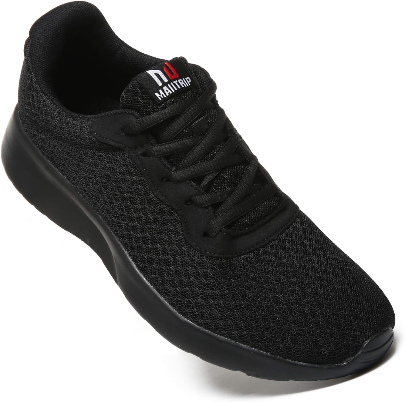 MAITRIP Mens Gym Shoes,Athletic Running Shoes Lightweight Breathable Mesh Casual Tennis Sports Workout Walking Sneakers,All Black,Size 14