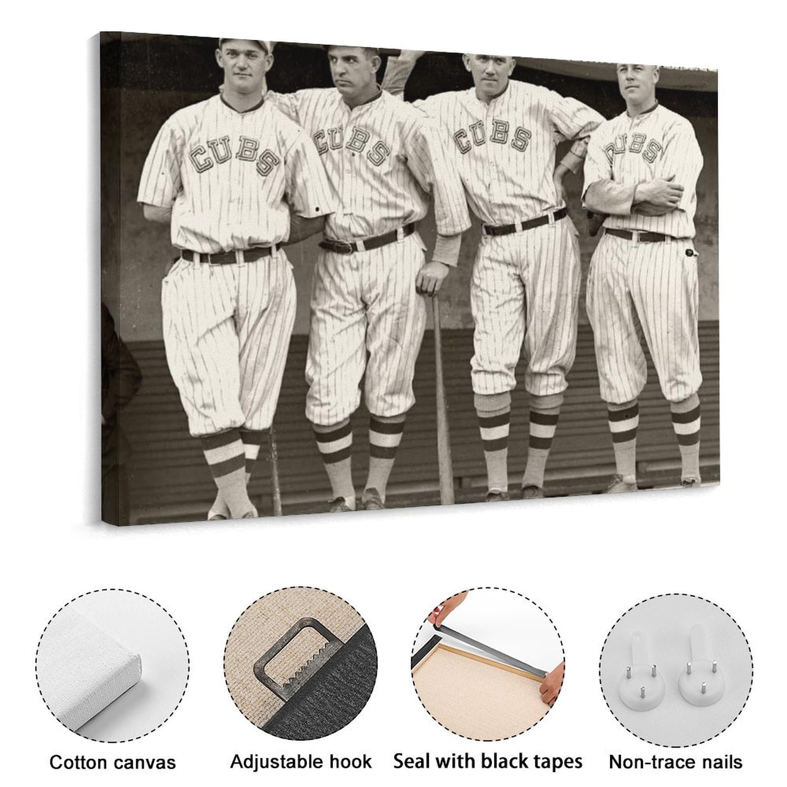Poster Vintage Joueur De Baseball - Impression Sur Toile 30 X 45 Cm - Déco Murale Chambre, Bureau, Salon - 8