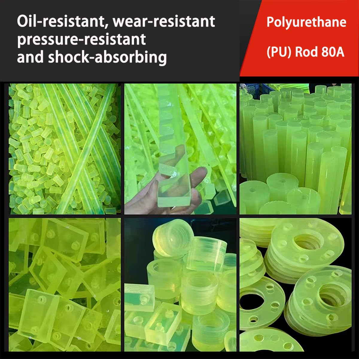 PU Poliuretano Barra Cava Gialla Trasparente, Elastomero Industriale Resistente A Usura E Pressione, per Edilizia E Industria,60mmx15mmx500mm