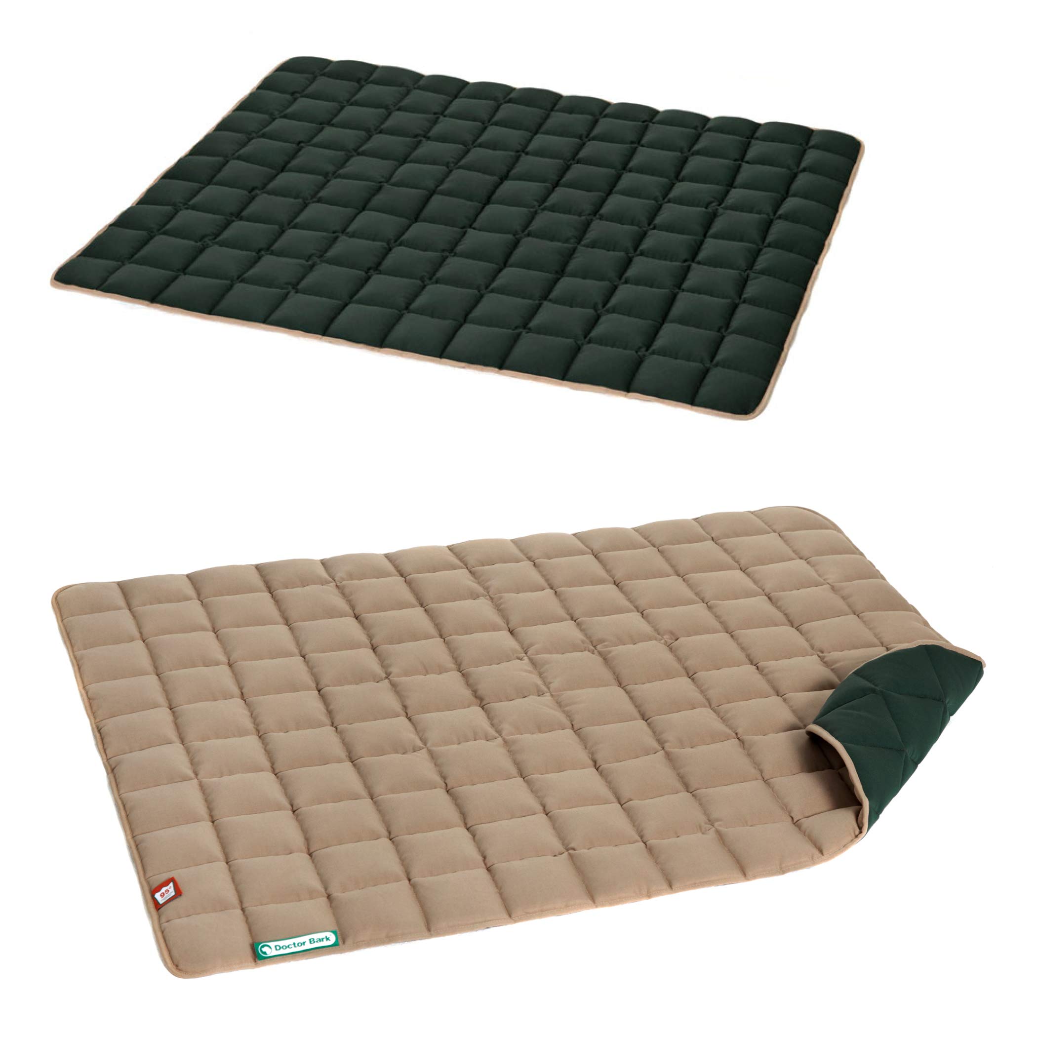 Doctor Bark Hundedecke – weiche, hochwertige Hundematte für große Hunde, robuste Indoor-Outdoor Liegedecke, waschbar bis 95 °C (Gr. XL, 120x100 cm, Caramel-Moosgrün)