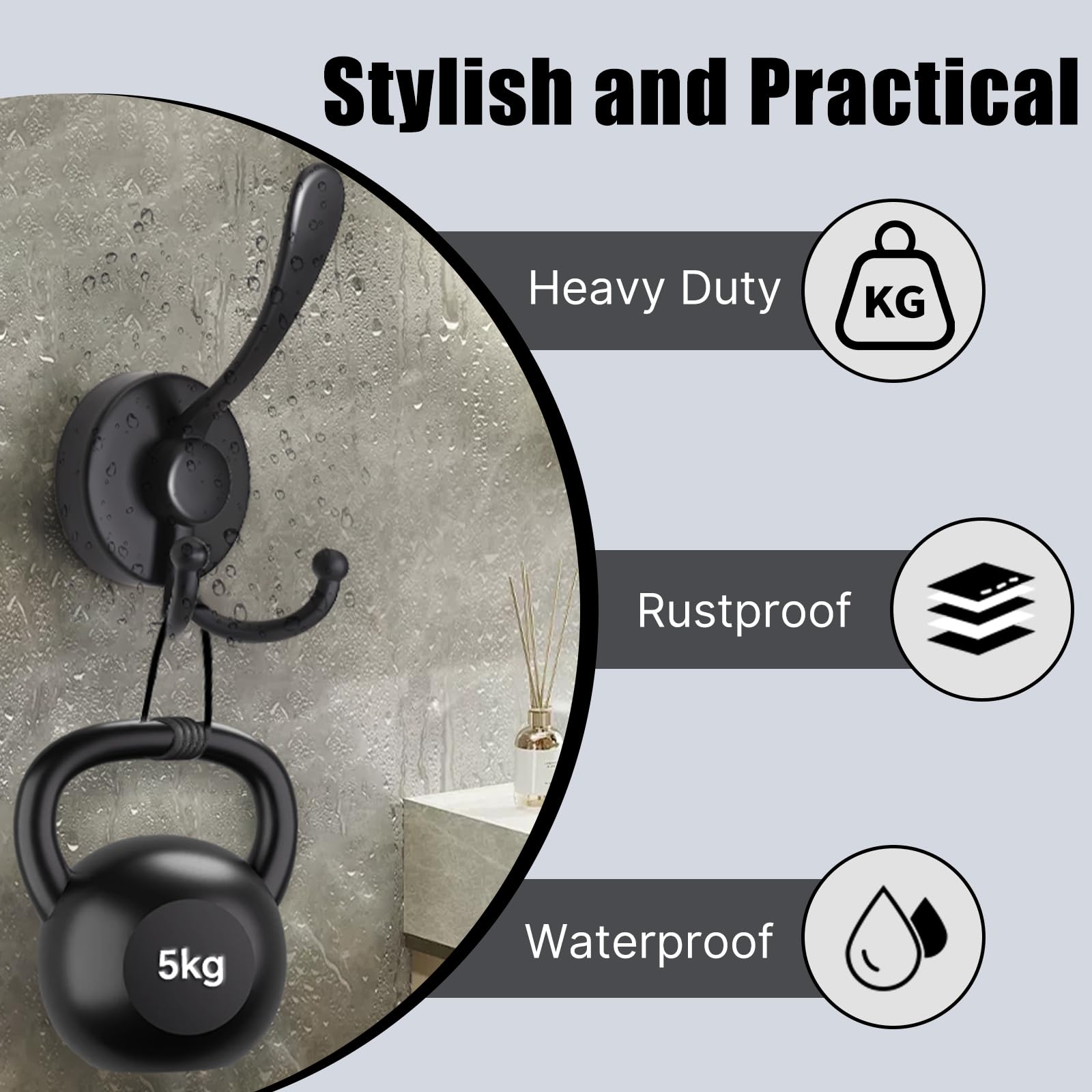 Ganchos con ventosa para ducha, paquete de 4 ganchos para toallas para baño, soporte extraíble de acero inoxidable, ganchos para batas, ganchos para puerta, vidrio, azulejos, espejos, impermeables y