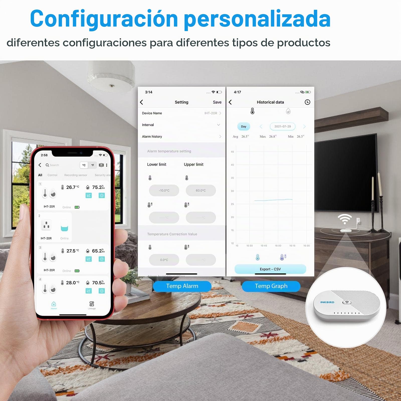 Inkbird Wi-Fi Gateway Multifunctional Termostato Termómetro Higrómetro Control Inalámbrico Expansor Enrutador-Utilizado con Inkbird Sensores y Productos