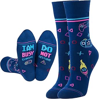 Amazon.com: KIDSBETT 2 Pairs Gaming Socks Gift for Men, Video Game Crew