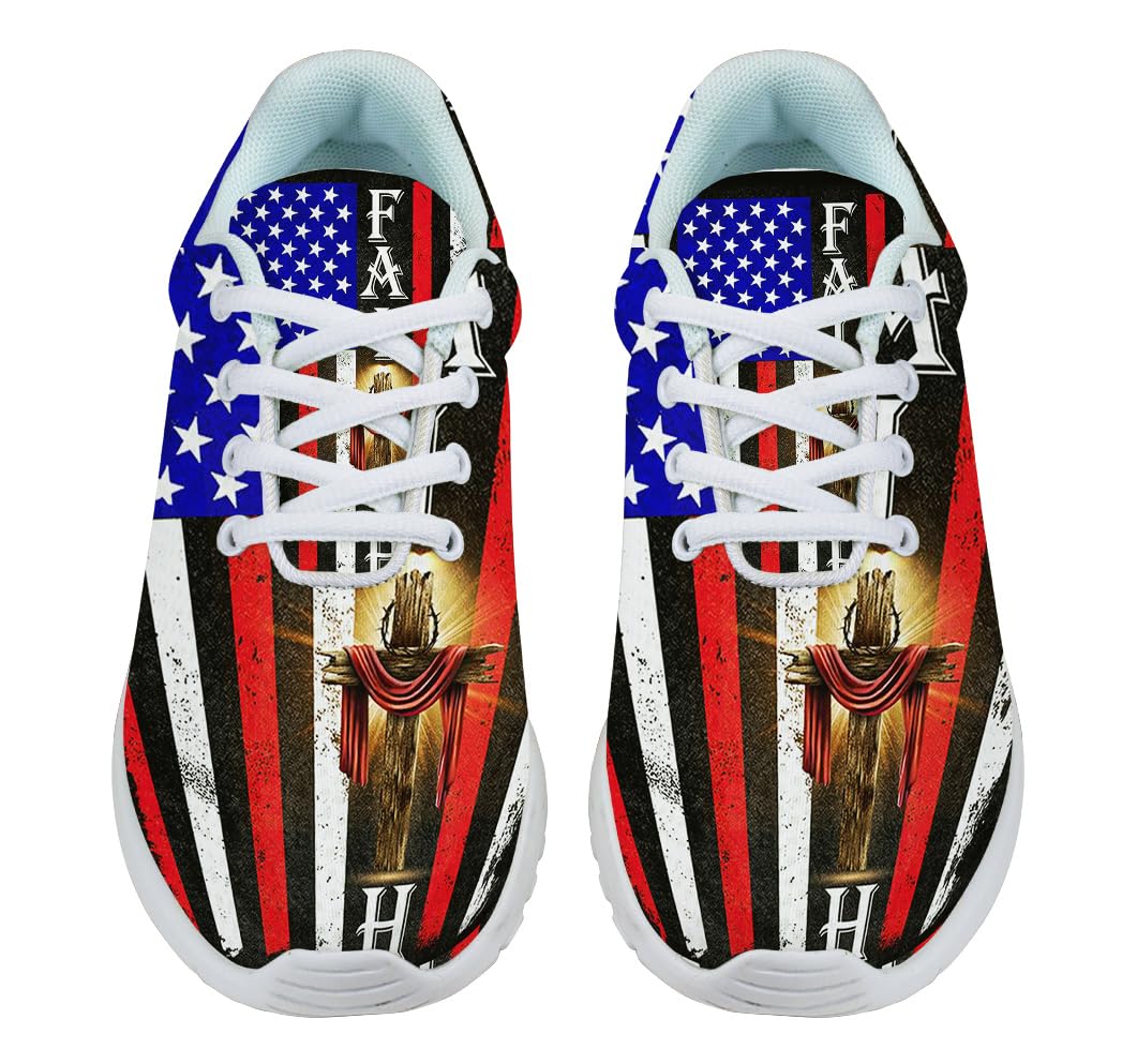 American Flag Faith Shoes for Women Men Trail Running Casual Fashion Sneakers Slip-on Tennis Shoes