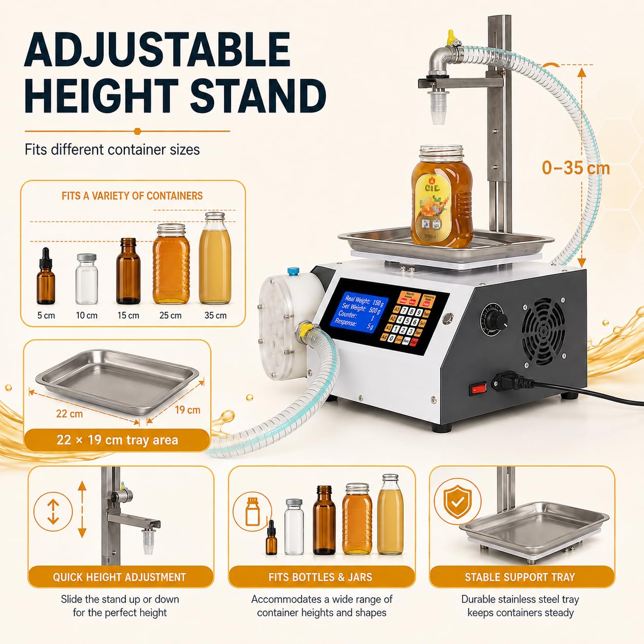 Automatische Honig-Abfüllmaschine für Gläser, Flaschen und Dicke Produkte 4L/MIN