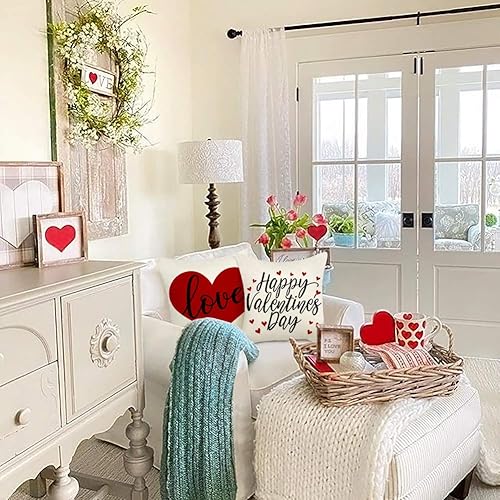 Miniatura 4 de 4TH Emotion Juego de 4 fundas de almohada para el día de San Valentín de 16 x 16 pulgadas, decoración de primavera de granja, decoración de