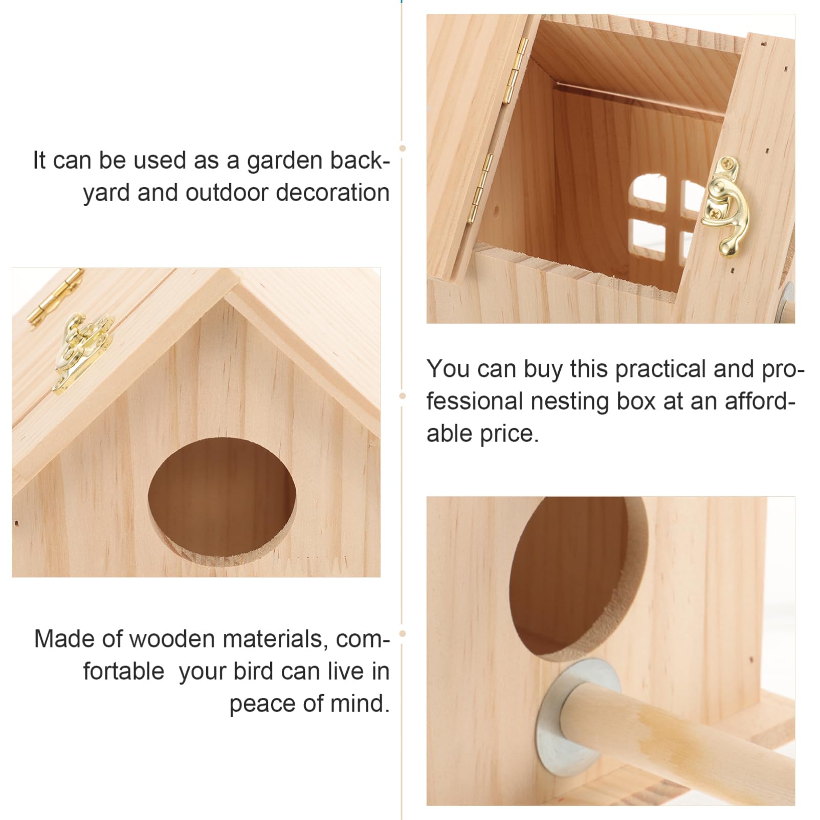DOITOOL Nido per Uccelli Legno Box di Allevamento per Cocorite e Pappagalli Nido Sicuro e Facile da Pulire per Piccole Creature Accessorio Pratico per e Parchi