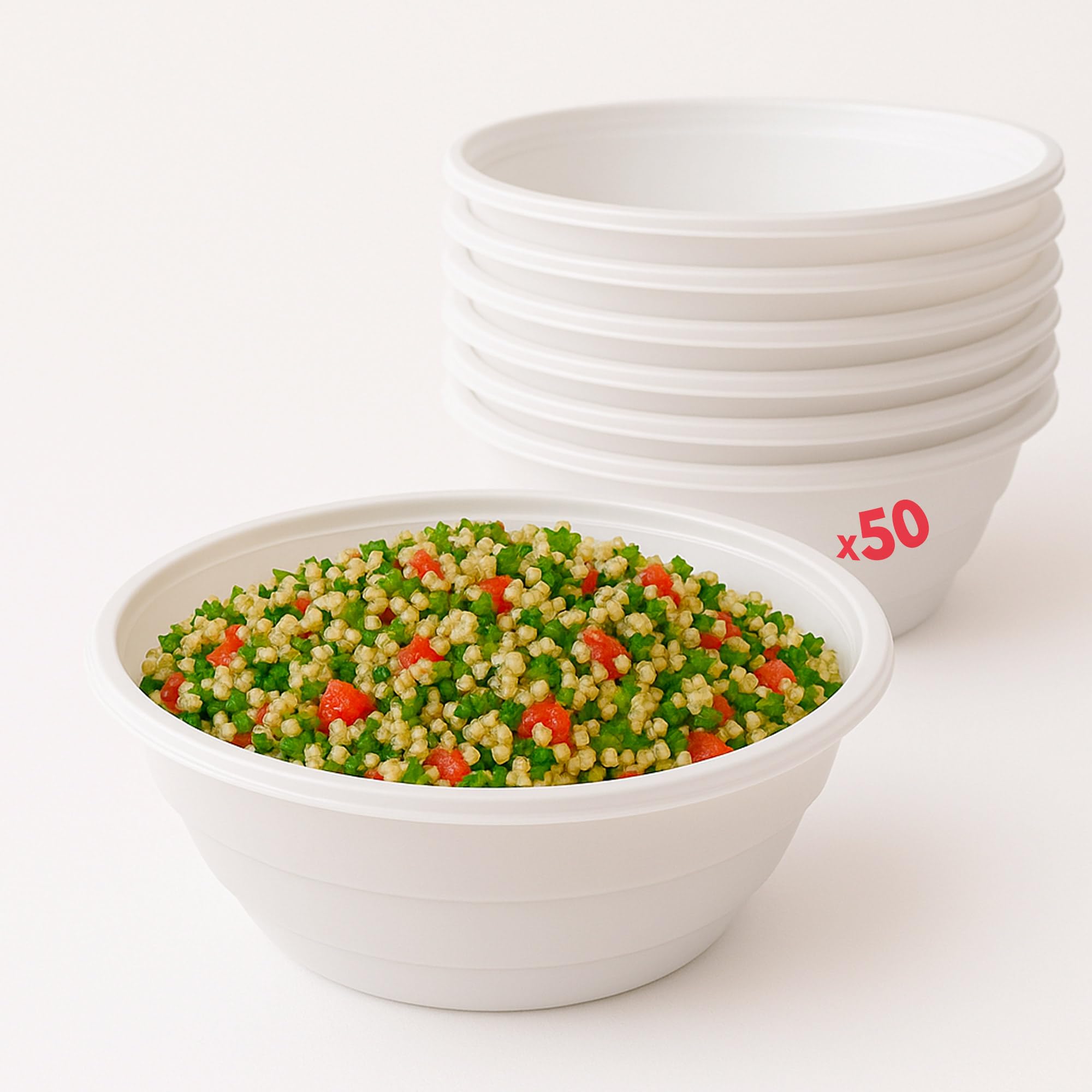 Table'Colors 50 Bols chaleur 67 cl réutilisables - Idéals pour soupes et salades - Dessert - Compatibles Micro-ondes - Rigide - Étanche