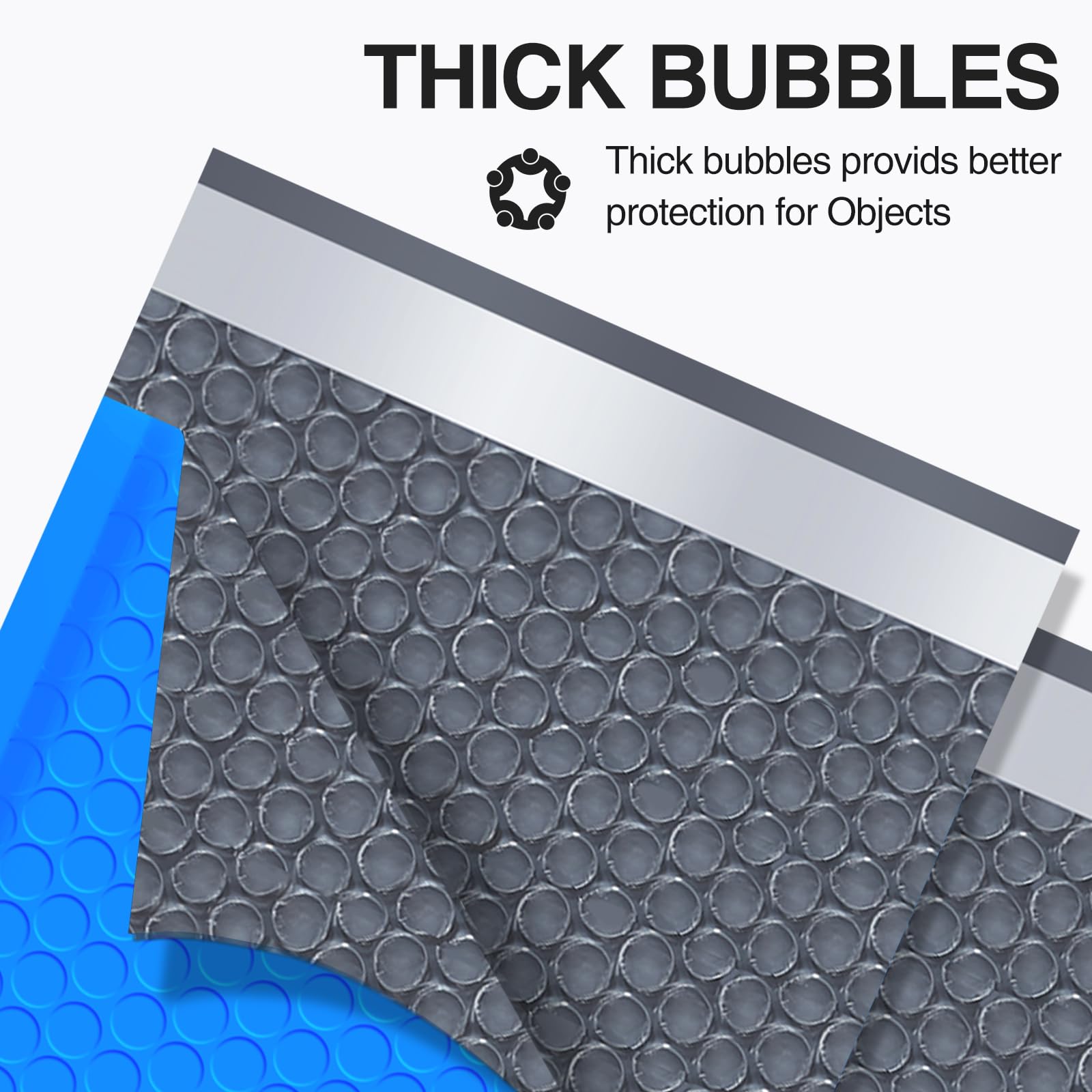 UCGOU Lot de 100 enveloppes à bulles rembourrées auto-adhésives imperméables pour bijoux, fournitures de maquillage - Bleu - 12,7 x 21,8 cm