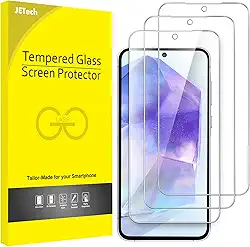 JETech Película de Vidro Temperado para Samsung Galaxy A55 5G 6,6 Polegadas, Protetor de Tela 9H, Antiarranhões, HD Transparente, Pacote com 3