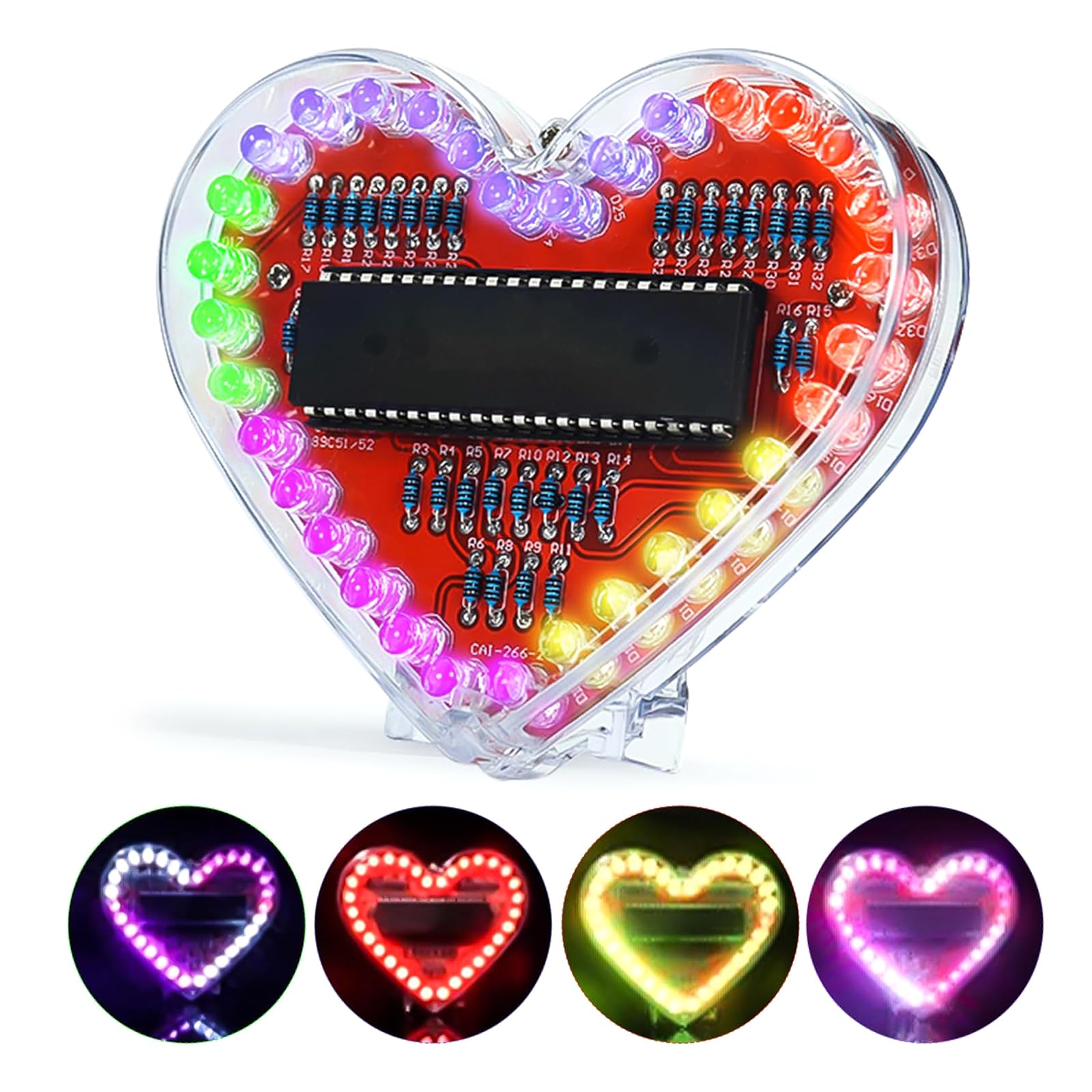 Kit de manualidades de luz LED RGB en forma de corazón, fácil montaje, juego de práctica de soldadura para el día de San Valentín y el día de la madre, kit electrónico de soldadura para manualidades