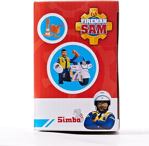 Miniatura 9 de Simba 109251092002 Fireman Sam Police Motorcycle Plus Articulado Malcolm Figura de acción le Pompier, multicolor