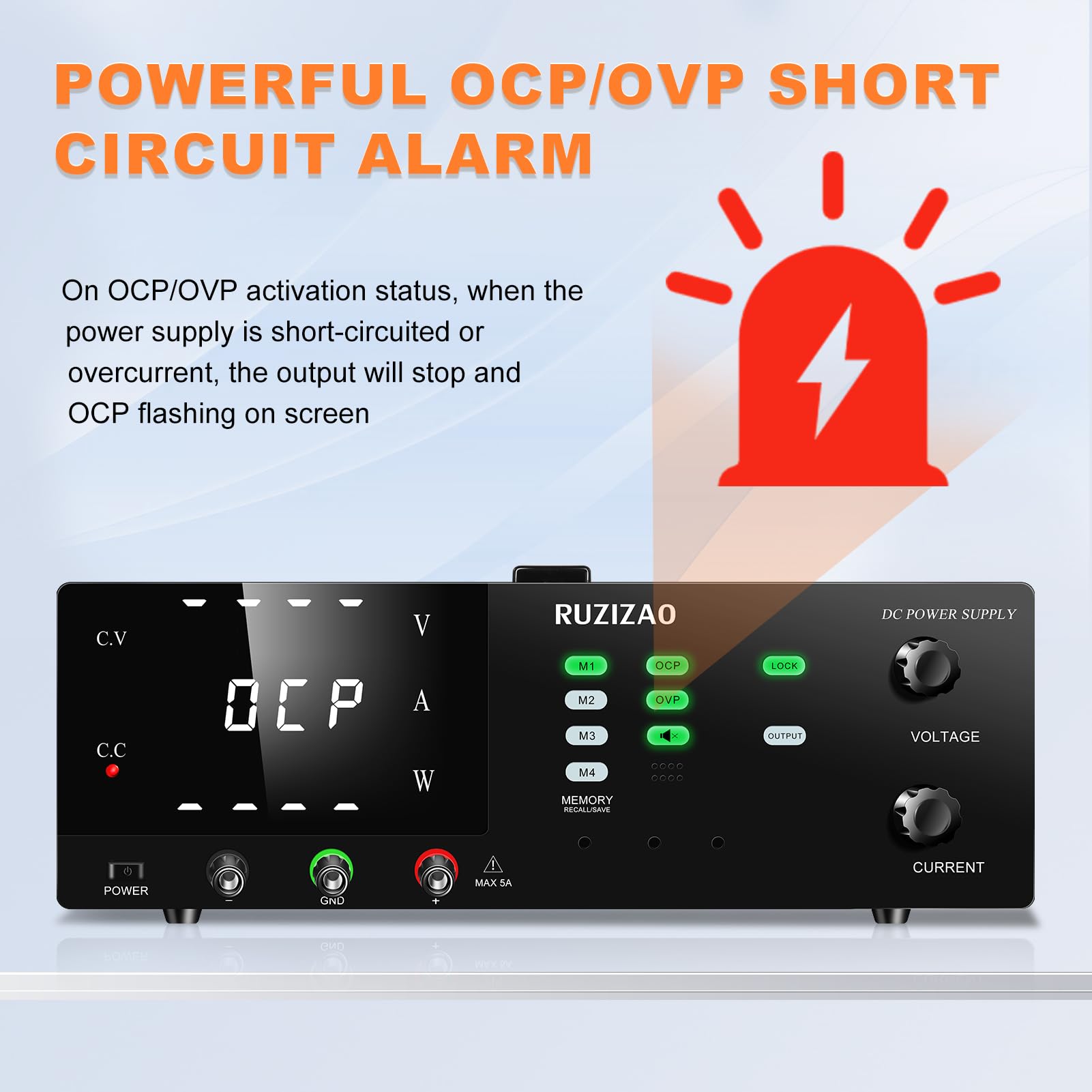 Labornetzteil, 0-30V 0-60A 1800W Hochleistungs-Labornetzgerät, DC Regelbar Netzgerät mit Ausgangsschalter, OCP und OVP, Memory-Funktion, Encoderregelung, 4-stellige LED-Anzeige, Lockout-Taste
