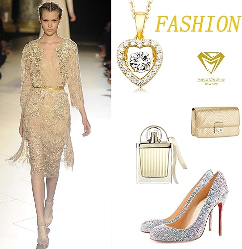 Miniatura 6 de MEGA CREATIVE JEWELRY Women Sterling Silver Miraculous Virgin Mary Gold Pendant Necklace Mother of Pearl Crystals Religious Jewelry Gifts for Her Oro