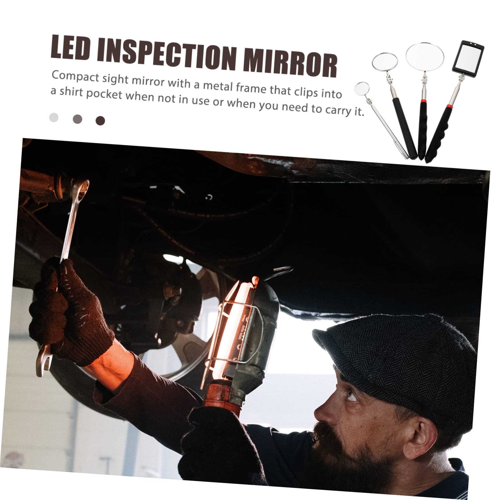 Espejo De Inspección Telescópico De 4 Piezas Espejo Ajustable Espejo Mecánico Espejo De Inspección Telescópico LED Espejo De Inspección Telescópico Iluminado Espejo De Inspección