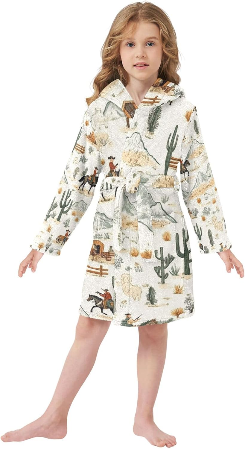 Bathrobe Hooded PJ Robe Soft Fleece Robe Pajama Sleepwears 2-12 Years