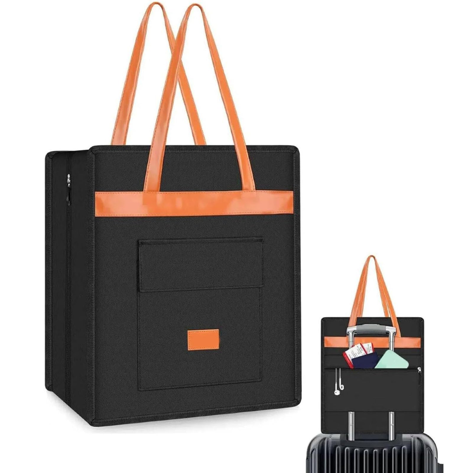 Luocute Borsa per Scarpe da Viaggio con Manico in Pelle Nera, può Contenere 6 Paia (BLACK)