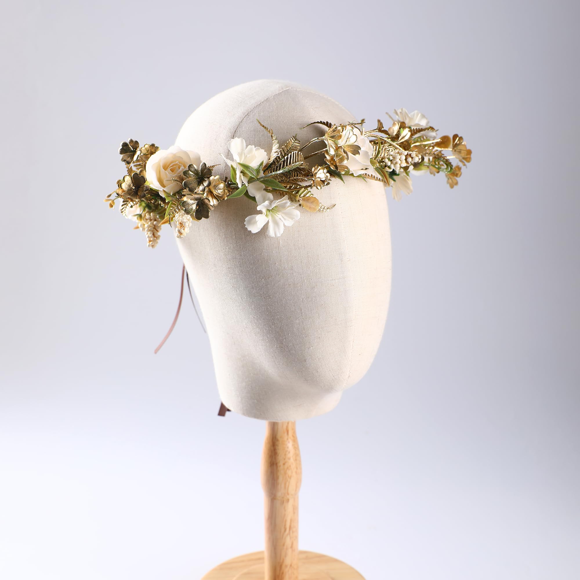 Vintage Cream Floral Headpiece Amazon.com : KorViSHOW Vintage Rose Flower Crown - Golden  main image 2