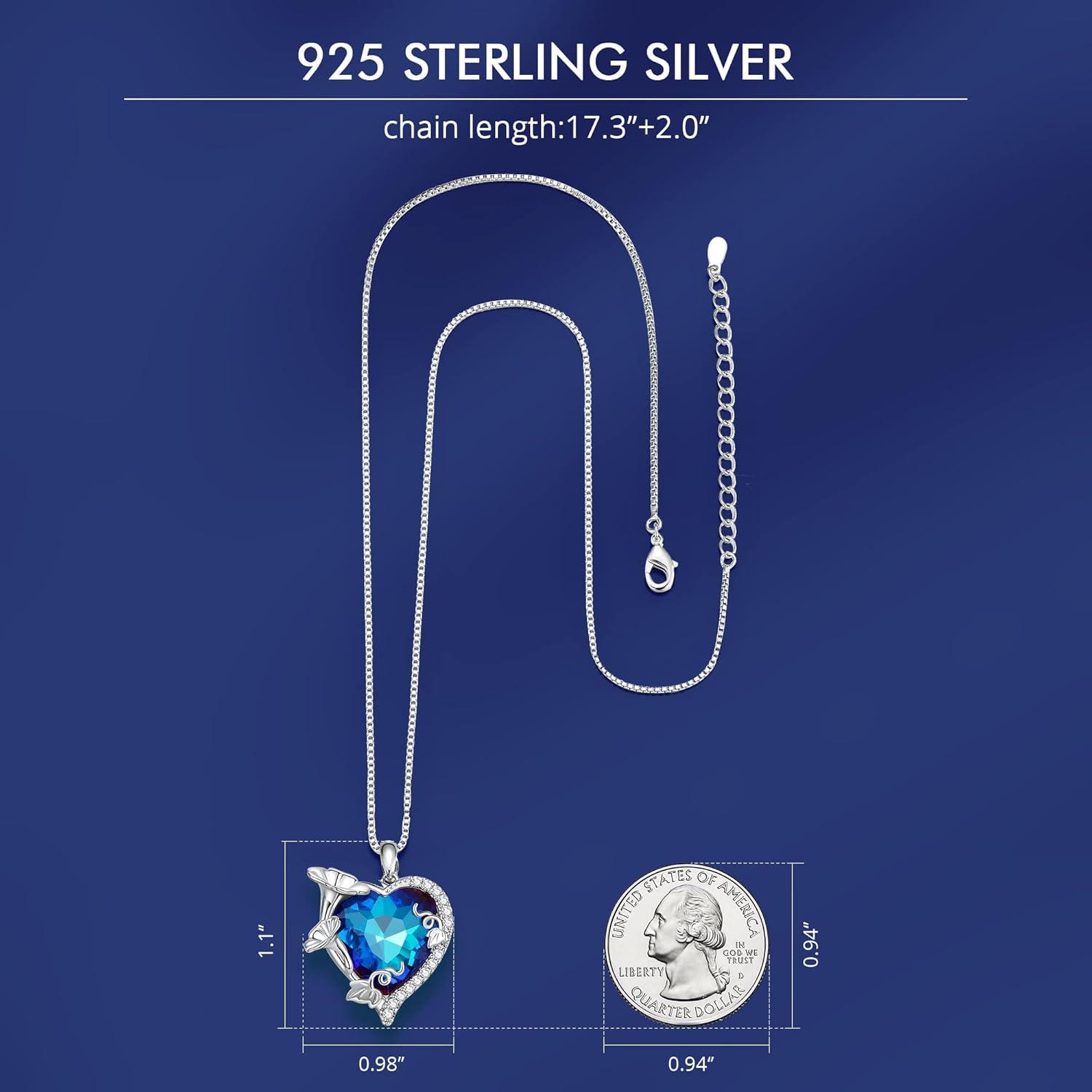 Birthstone Necklace for Women, 925 Sterling Silver Mother Necklaces with Infinity Love Heart Crystal Pendant, Anniversary Birthday Christmas Jewelry Gifts for Mom from Daughter - Image 2