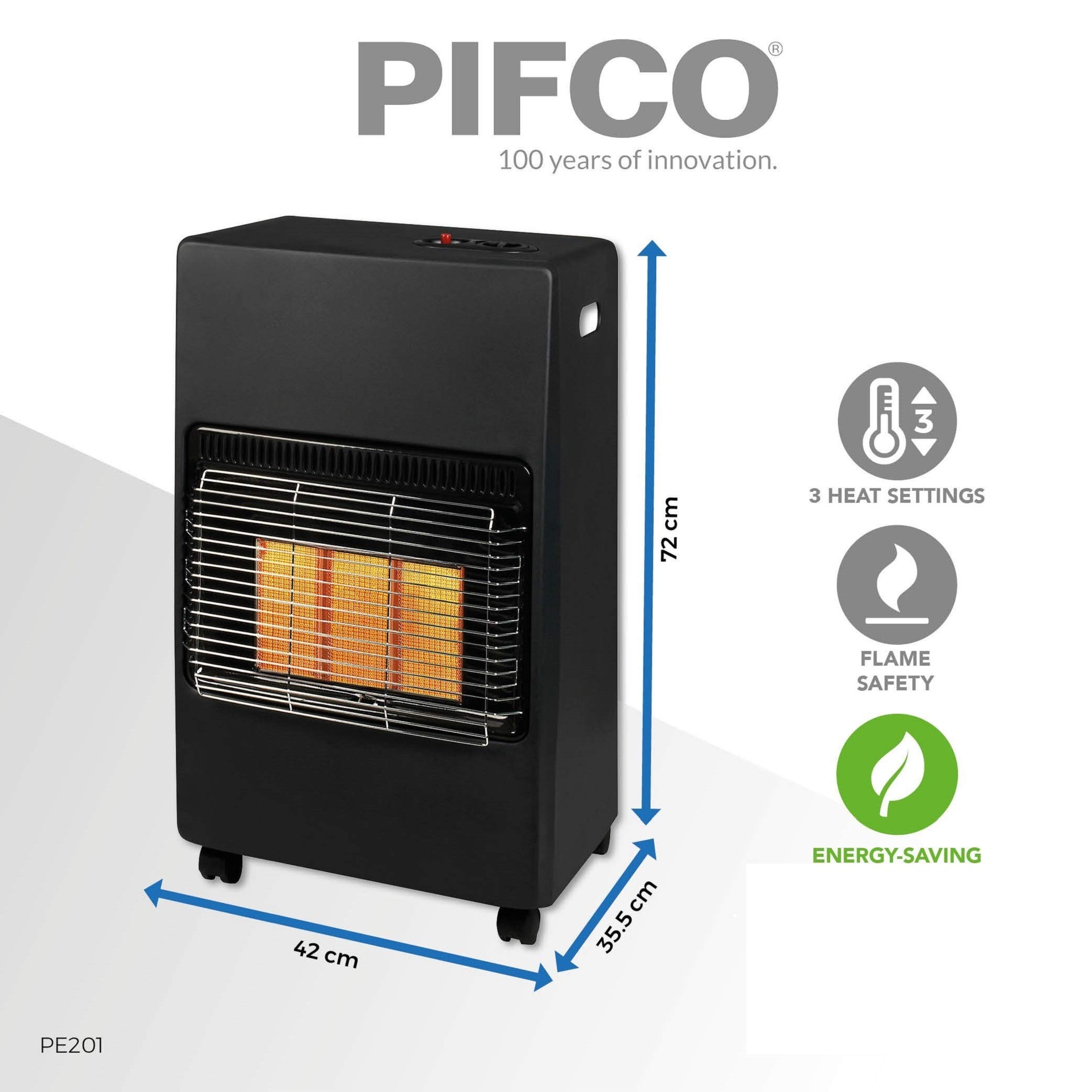 Black Pifco PE201 Freestanding Gas Heater Convection Heaters Heating