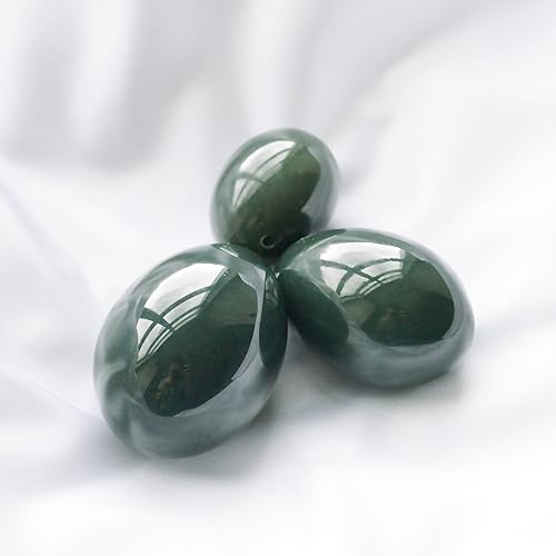 Miniatura 7 de Juego de 3 huevos de jade nefrita auténticos, más lujosos, exquisitos y curativos, perforados, 3 tamaños grande, mediano y pequeño