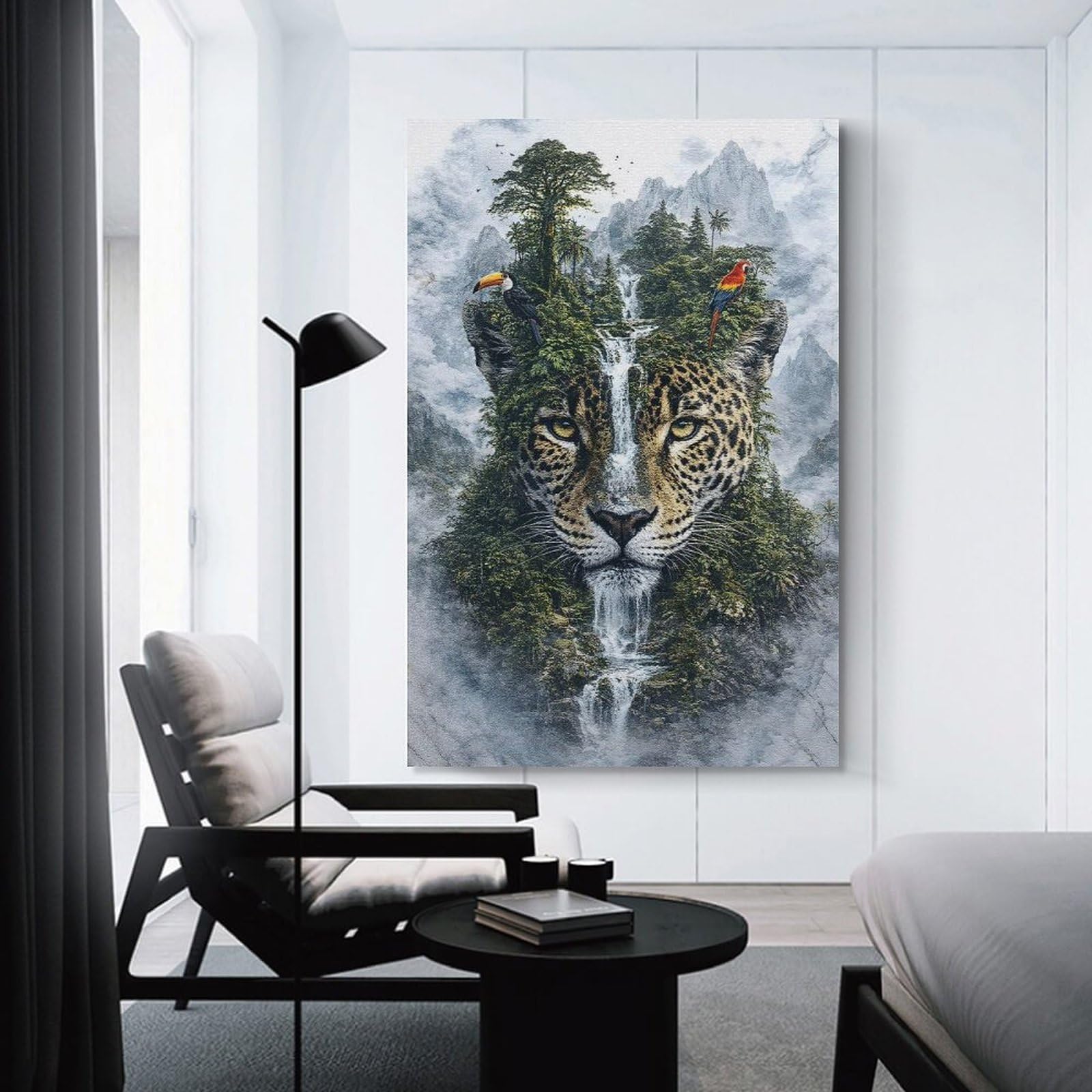 Junmoney Wall Picture Print Jaguar The Mythic Guardian of The Verdant Wilds, 24x36inch(60x90cm), for Workspace Walls, Study Corners Or Bedrooms, A Smart Decor Choice for Study Walls