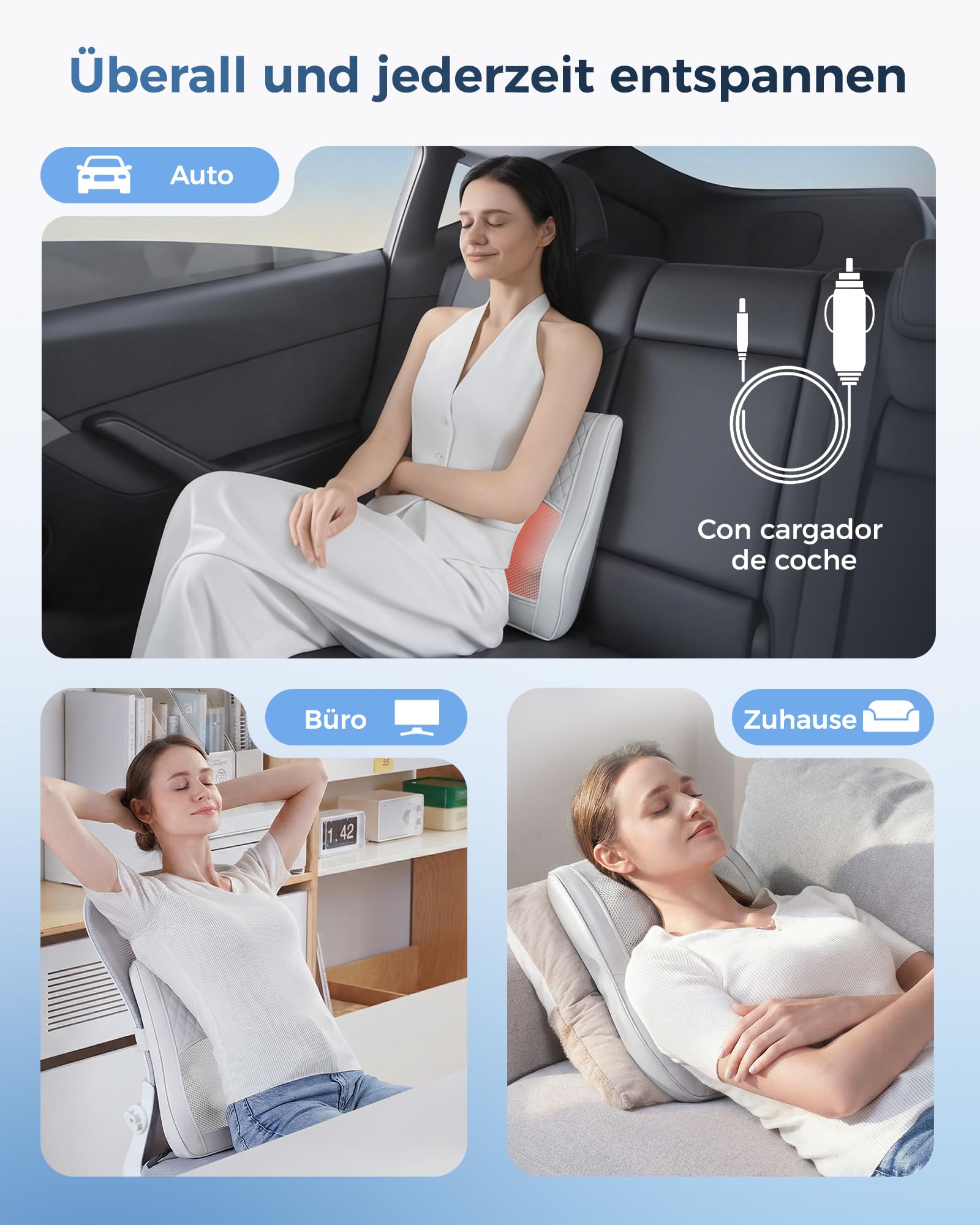 Massagegerät, Nackenmassagegerät mit Wärme, Shiatsu Massage Matte, 3D Knet Rückenmassagegerät für Nacken, Schulter, Rücken, Beine, Geschenke für Männer, Frauen, Mama, Papa, Freund, Lehrer