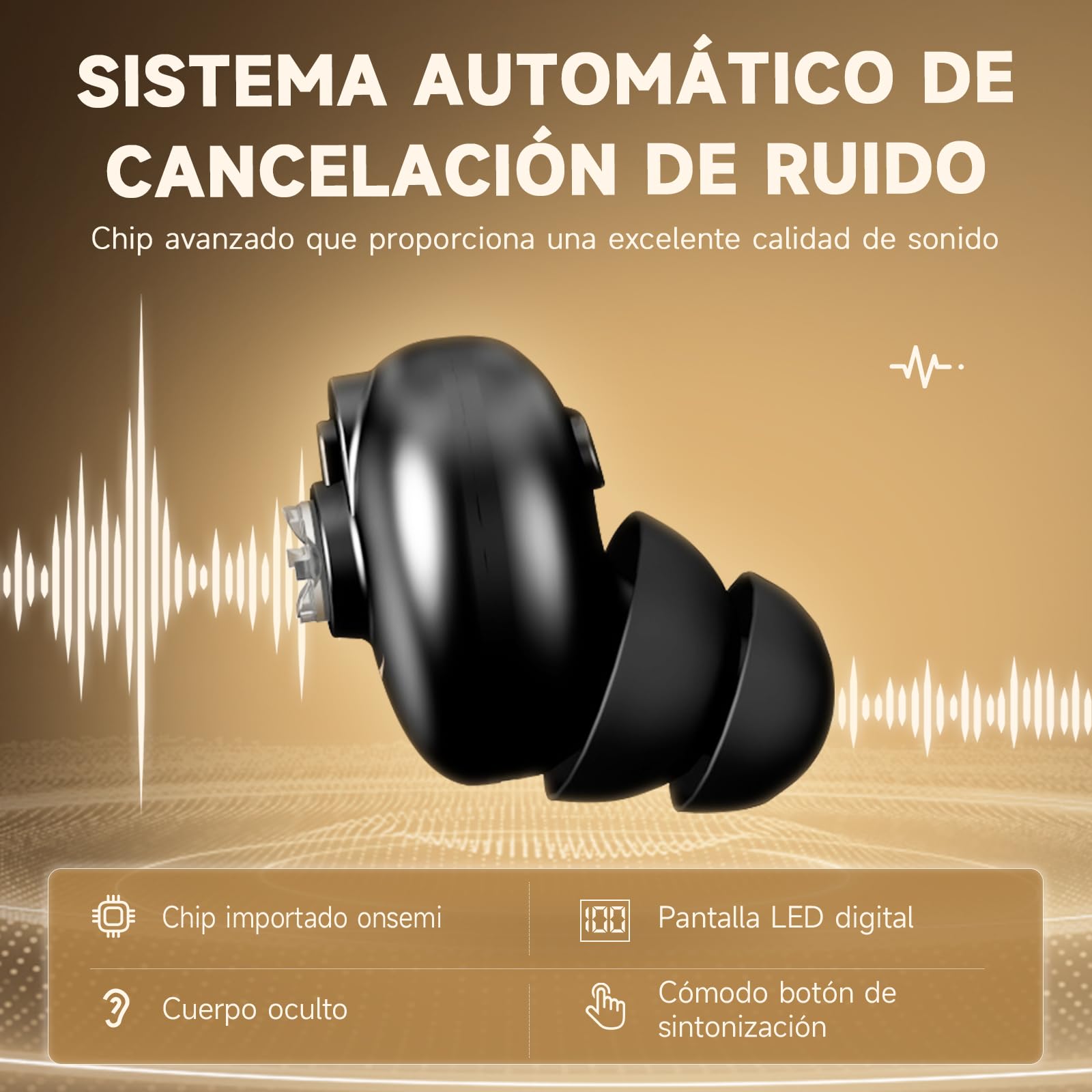 Britzgo Dispositivo,Cancelación activa de ruido inteligente,Estuche de carga ultraportátil,Pantalla digital con indicador de batería en tiempo real