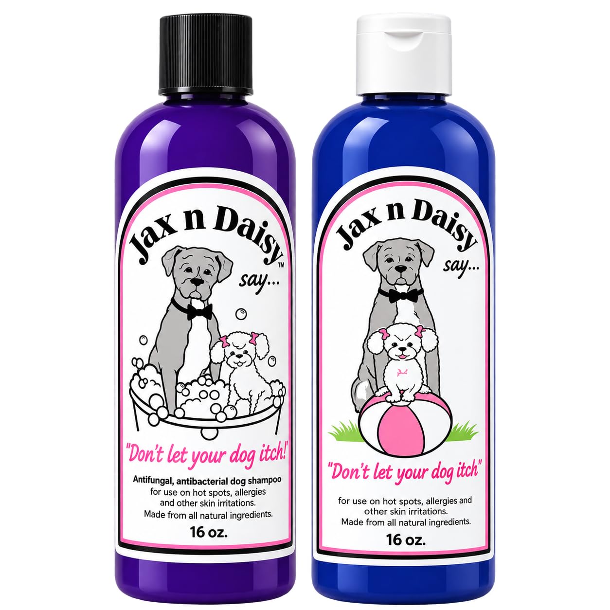 Jax N Daisy Dog Shampoo &amp; Dog Itching Skin Relief Lotion - 16 Oz Each | Made with Natural Ingredients Gentle Puppy Shampoo for Dogs | Effective Lotion for Dogs &amp; Elimination of Odor