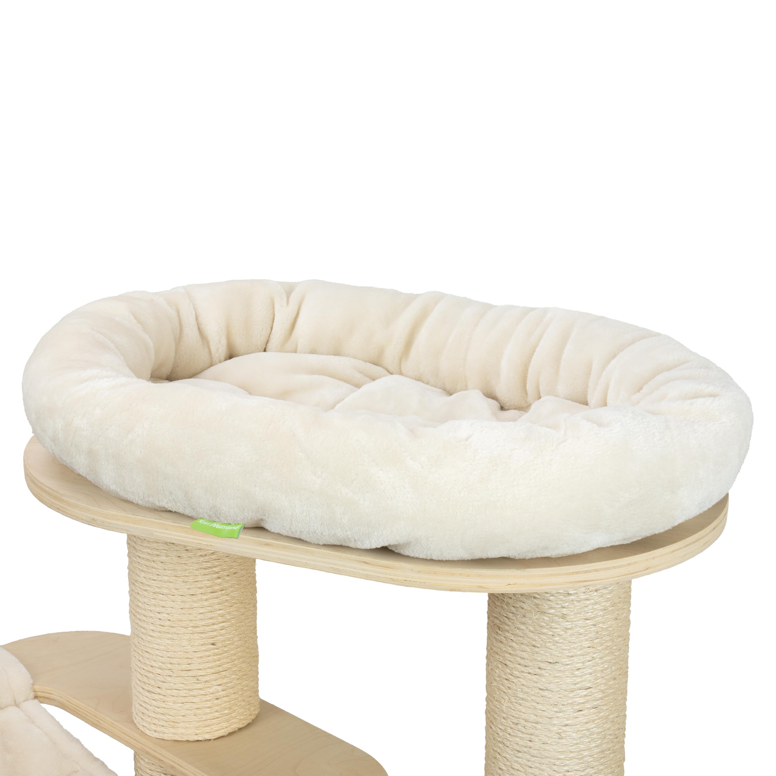 Kratzbaumland Klettbettchen oval 60x40 cm passend für Natural Paradise und Woody Kratzbaum Ersatzteil (Creme - Edelplüsch)