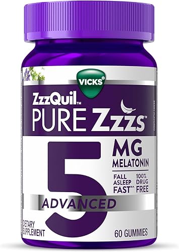 ZzzQuil Pure Zzzs - Gomitas de melatonina, melatonina de 5 mg, ayuda para dormir, con manzanilla y lavanda, gomitas de melatonina para dormir, ayuda