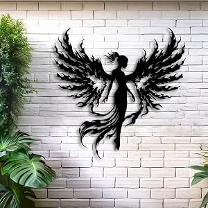 Modern Angel Wings Metal Wall Decoration - Black