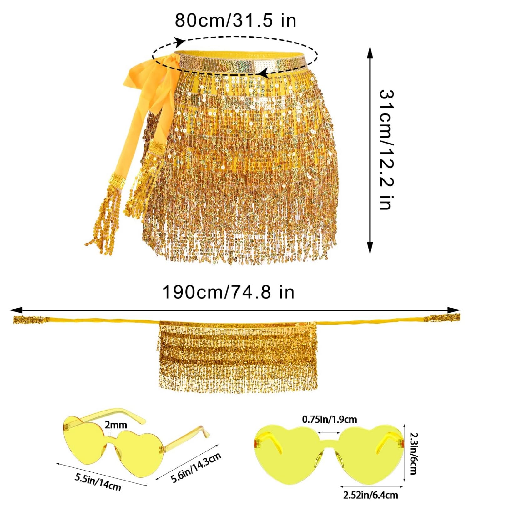 Falda brillante para mujer, falda con flecos, con gafas hippie, mini falda latina corta, disfraz de danza del vientre, disfraz de rave para mujeres y niñas