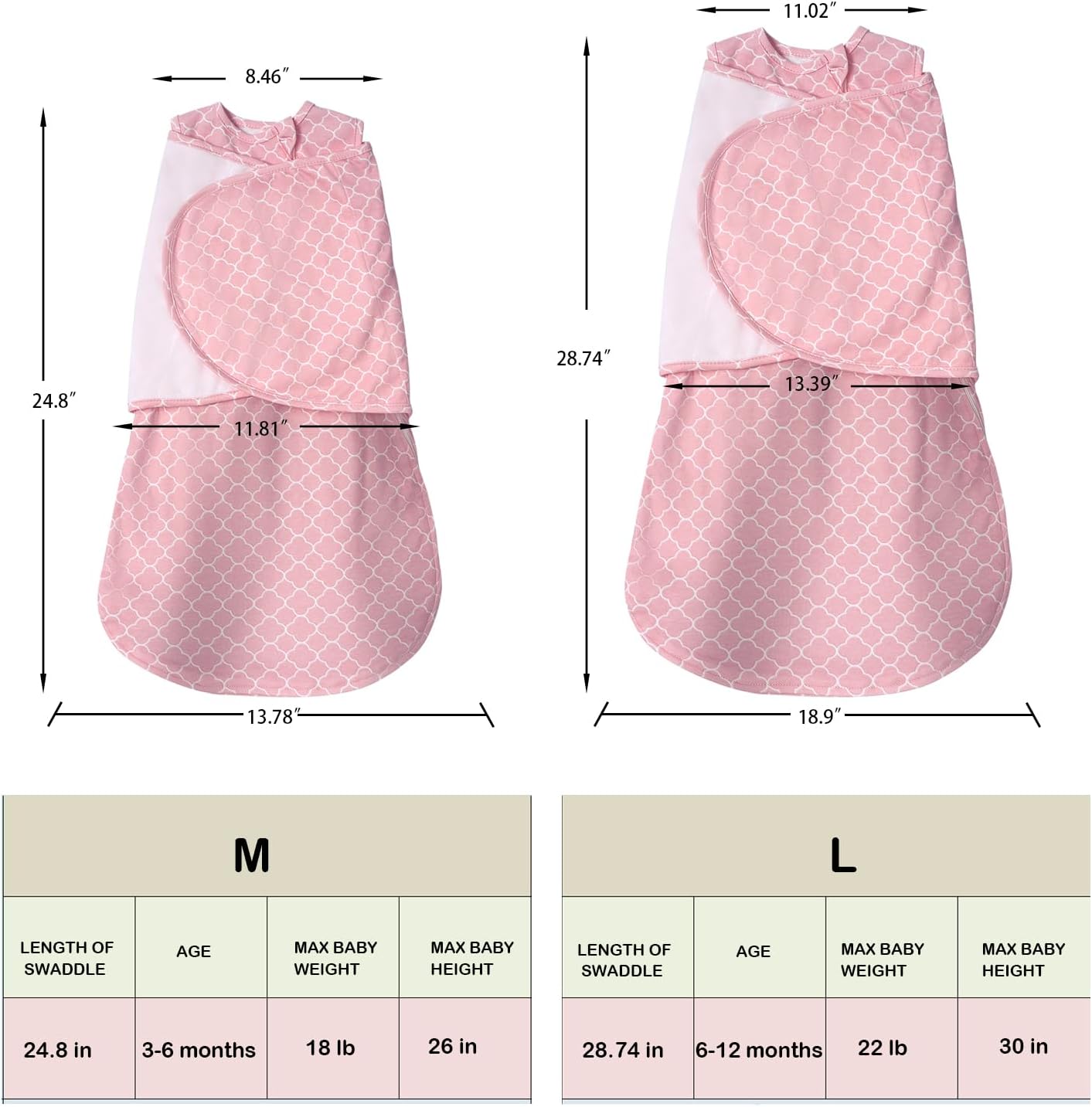 Baby Swaddle,Sleep Sack 6-12 Months,Adjustable WearableTransition Blanket,Miracle Swaddles for Babies Large,100% Cotton-2-Piece