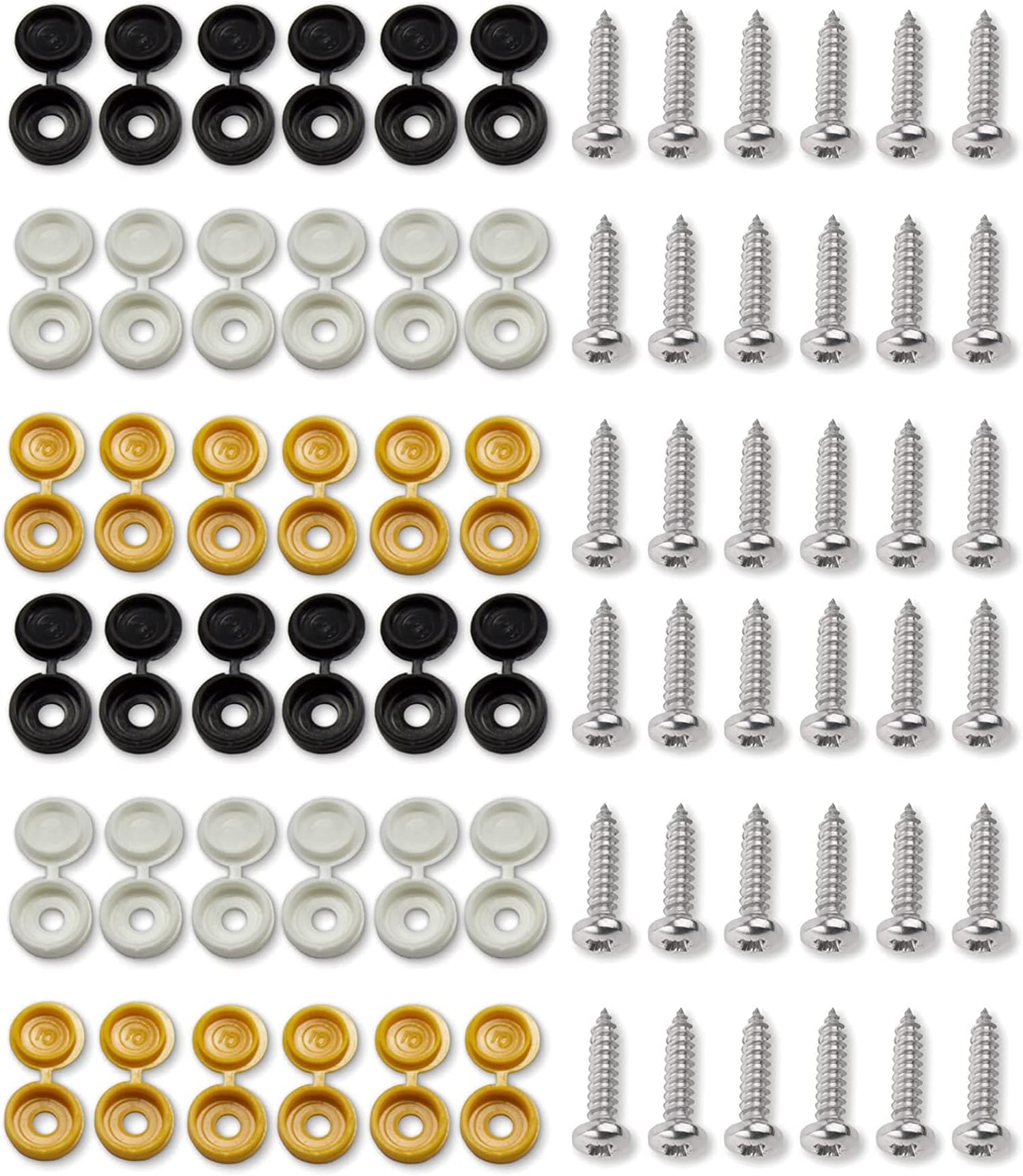 6 Pk Caps & Screws Car Number Plate Fixing Fitting Kit Amazon.co.uk