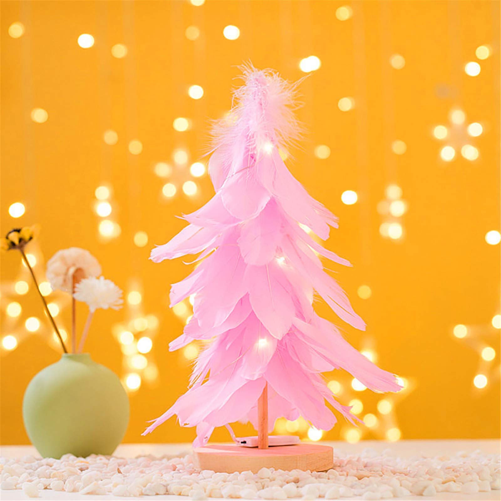 Gerbrief Festive Feather Christmas Tree with L%ED Light 11.8 Inch Christmas Decorations Holiday Decorations Christmas Fun Decoration Ornaments Stylish Gifts