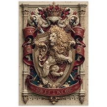 ghNDJdk Lion Rampant Heraldry, Medieval Royal Crest, Illustration Canvas Poster Bedroom Sports Landscape Office Room Decor Gift Unframe 20" L X 30" W