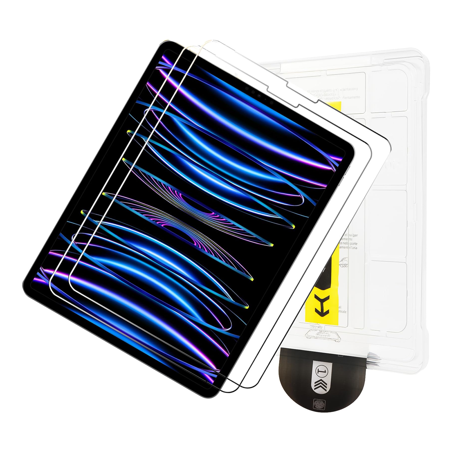 TiKeDa 2 Pack Screen Protector for iPad Pro 12.9 Inch Display [2022 & 2021 & 2020 & 2018 Release,6th 5th 4th 3rd Gen.],Tempered Glass Film 9H+