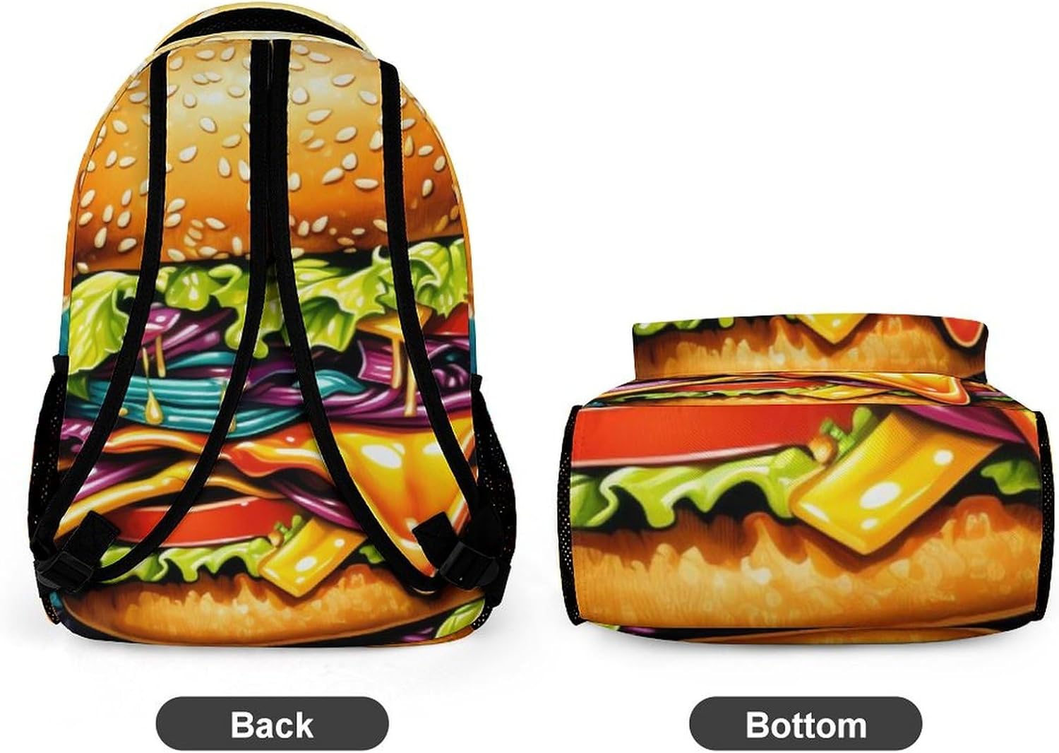 Hamburger Backpack Cheeseburger Backpack Funny Cartoon Burger Backpacks Multifunctional Laptop Travel Daypack Backpacks