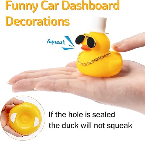 Miniatura 3 de wonuu Anillo de natación de goma con mini gafas de diamante, collar para decoración de tablero de autos, accesorios de automóvil, adorno de pato de