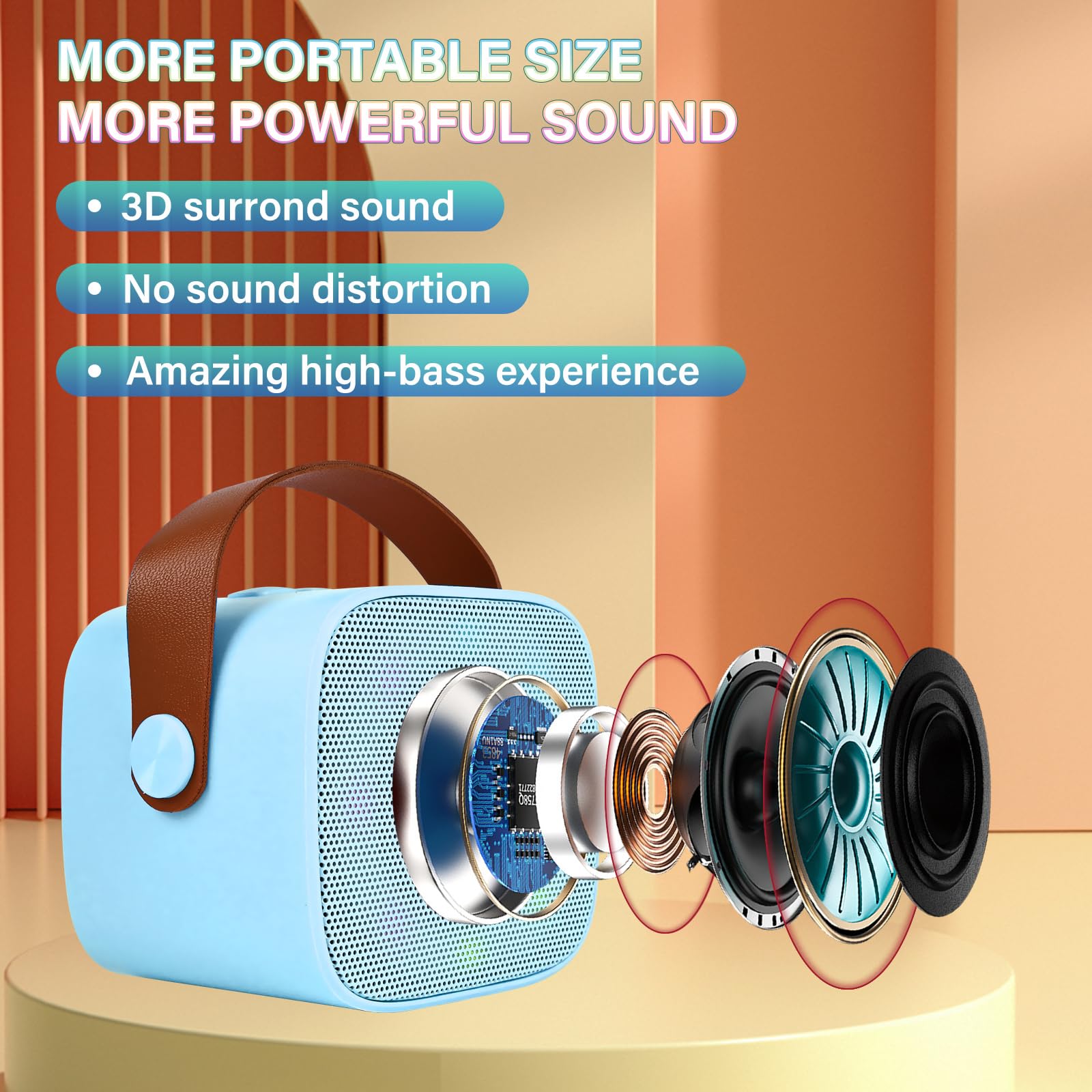 Machine De Karaoké Enfant Comius - Avec 2 Micros Sans Fil, Lumières LED - Portable - Pour Fêtes, Cadeaux 3+ Ans