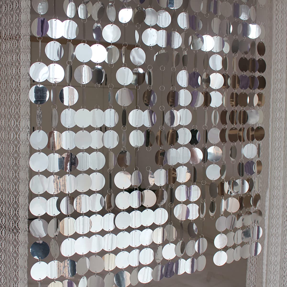 Rideau à Paillettes Scintillantes PVC - Lot De 5 Bandes 120 Cm - Décoration Porte, Fenêtre, Séparateur Pour Fête, Mariage