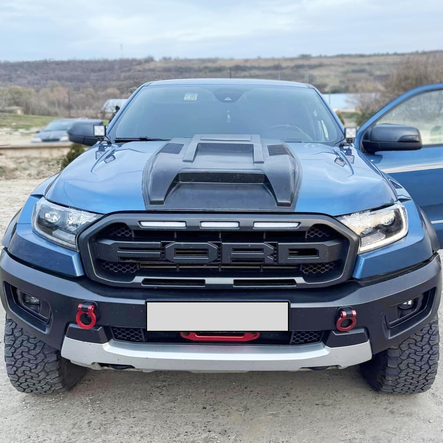 Pala grande para capó Protector de capó para Ford Ranger 2015-2022 Wildtrak Raptor Limited XL XLT Tremor Platinum T7 T8 MK2 MK3 ABS Paneles de capó