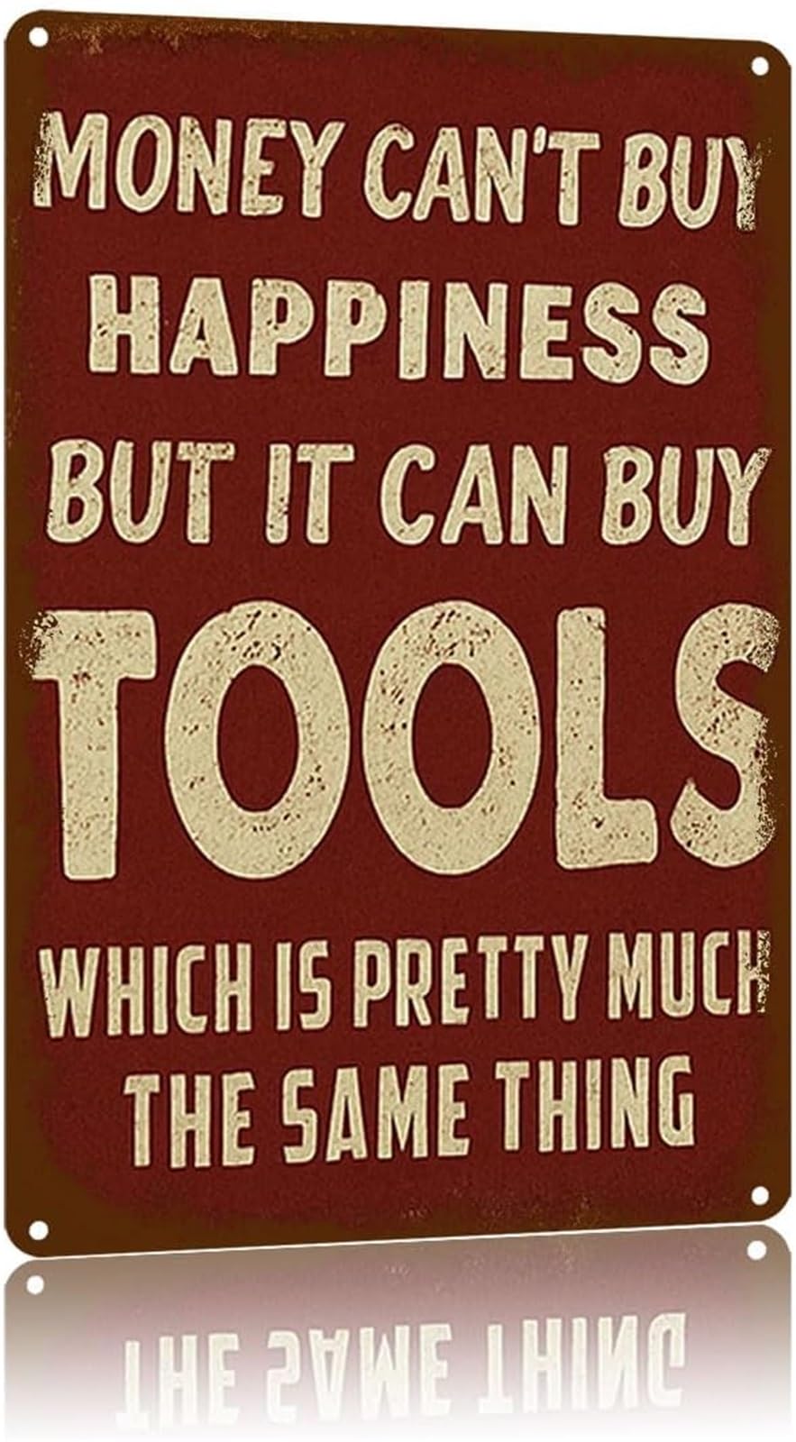 NWPNLXEA Funny Tool Quote Vintage Metal Sign Text Art for Garage Workshop Mans Cave Wall Decor Plaque (8 X 12 in)